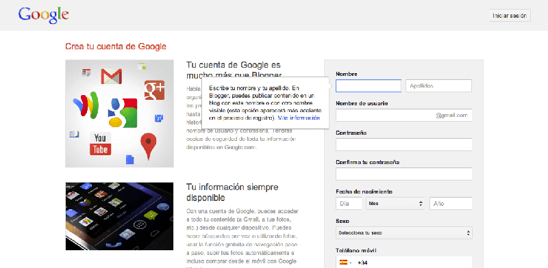 Cómo crear un blog en Google: la opción gratuita para tu negocio 2 Formulario para crear cuenta en Google