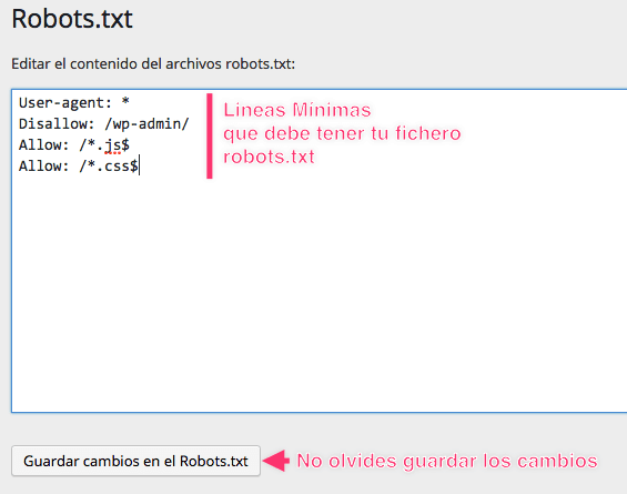 Googlebot no puede acceder a los archivos CSS y JS 4 editar-robotstxt