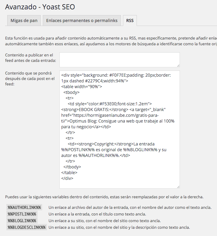 Inserta tu firma personalizada en el RSS con Yoast SEO y asegúrate que te atribuyen la autoría 3 Avanzado-Yoast SEO