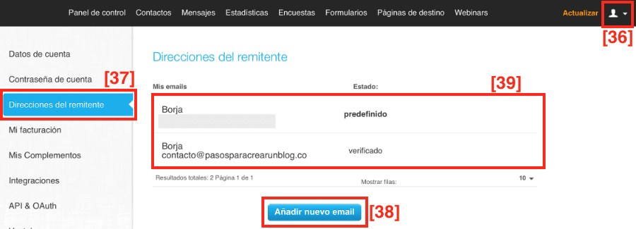 Añadir cuentas de correo a GetResponse paso a paso Añadir cuentas de correo a GetResponse