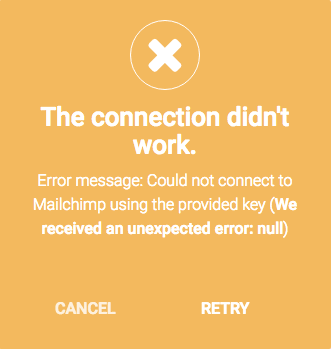 Error con la API de Mailchimp. Un motivo más para cambiarte a Getresponse 1 Mensaje de error que da la API en Thrive Leads