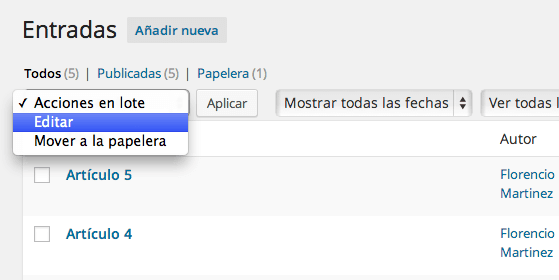 Desactivar comentarios en WordPress sin dolores de cabeza 5 Editar posts de forma masiva