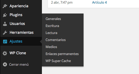 Desactivar comentarios en WordPress sin dolores de cabeza 1 Ir a ajustes -> comentarios
