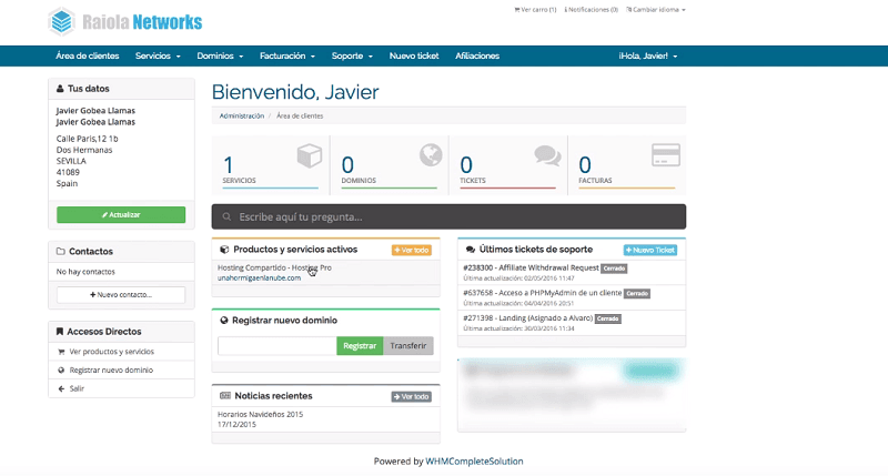 Cómo crear tu web profesional desde cero en 5 pasos y en menos de 30 minutos 2 Apariencia de area de cliente-Raiola-Networks