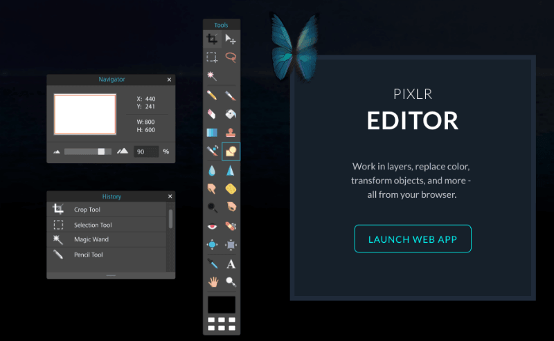 Optimización con Pixlr editor
