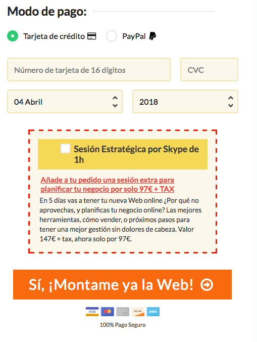 Tripwire, upsell, downsell y otros términos de marketing que te ayudarán a incrementar tus ventas 1 Bump offer de Hormigas en la Nube