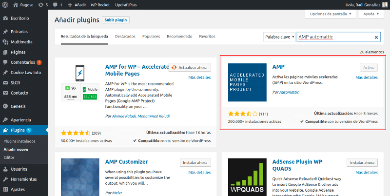 Megatutorial Google AMP (Accelerated Mobile Pages) para WordPress 2 Instalar AMP