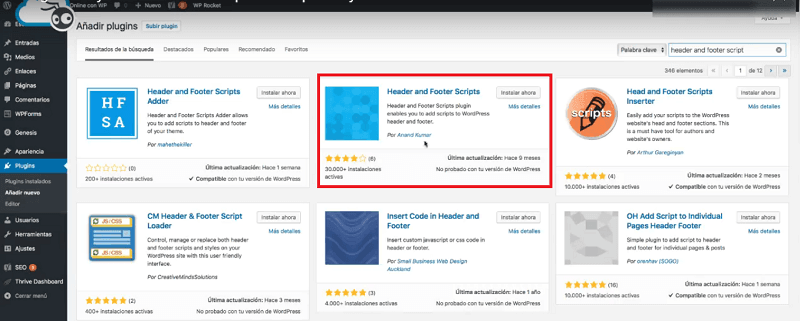 añadir código de seguimiento de Google Analytics con plugin