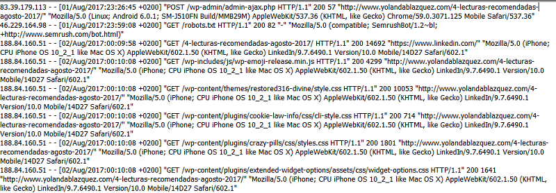 Cómo bloquear direcciones IP en WordPress 4 archivo-log