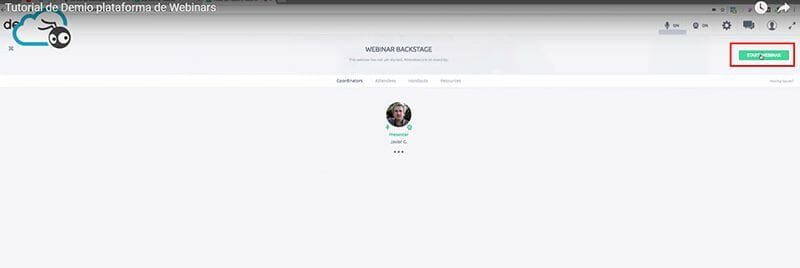 Demio: descubre cómo organizar un webinar de venta paso a paso 18 Iniciar webinar en demio
