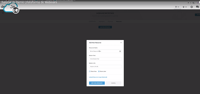 Demio: descubre cómo organizar un webinar de venta paso a paso 17 Subir nuevos recursos en Demio