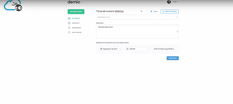 Demio: descubre cómo organizar un webinar de venta paso a paso 4 Demio primeros ajustes