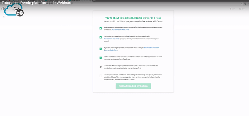 Demio: descubre cómo organizar un webinar de venta paso a paso 16 Verificacion del sistema Demio