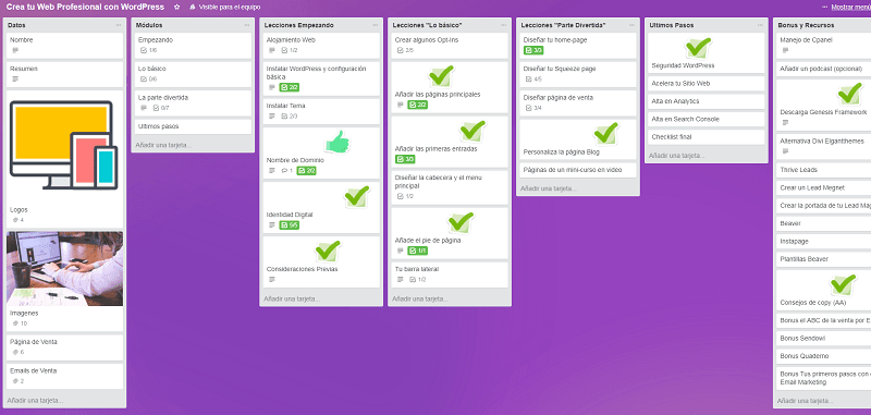 Trello: la herramienta para simplificar la gestión y la organización de tus proyectos y de tu negocio 4 Ejemplo de tablero completo en Trello