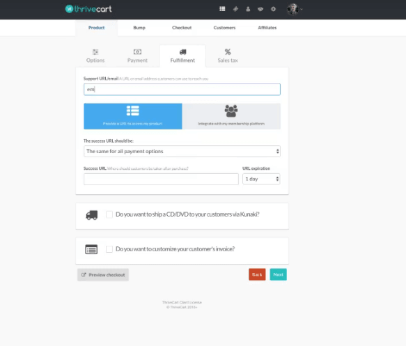 email de negocio con Thrivecart