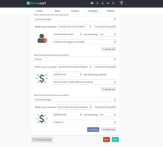 Integraciones en Thrivecart