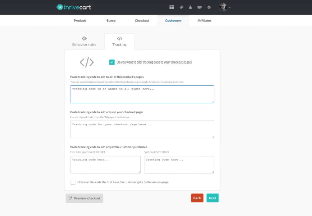 Tracking en Thrivecart
