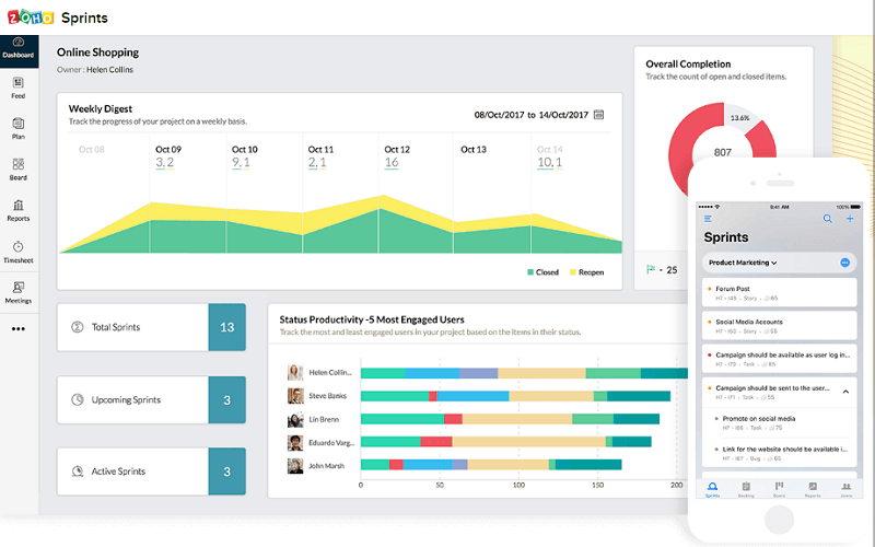Las 20 mejores herramientas de gestión de proyectos para emprendedores digitales y pequeños negocios 8 Herramientas de gestión de proyectos: Zoho Sprints