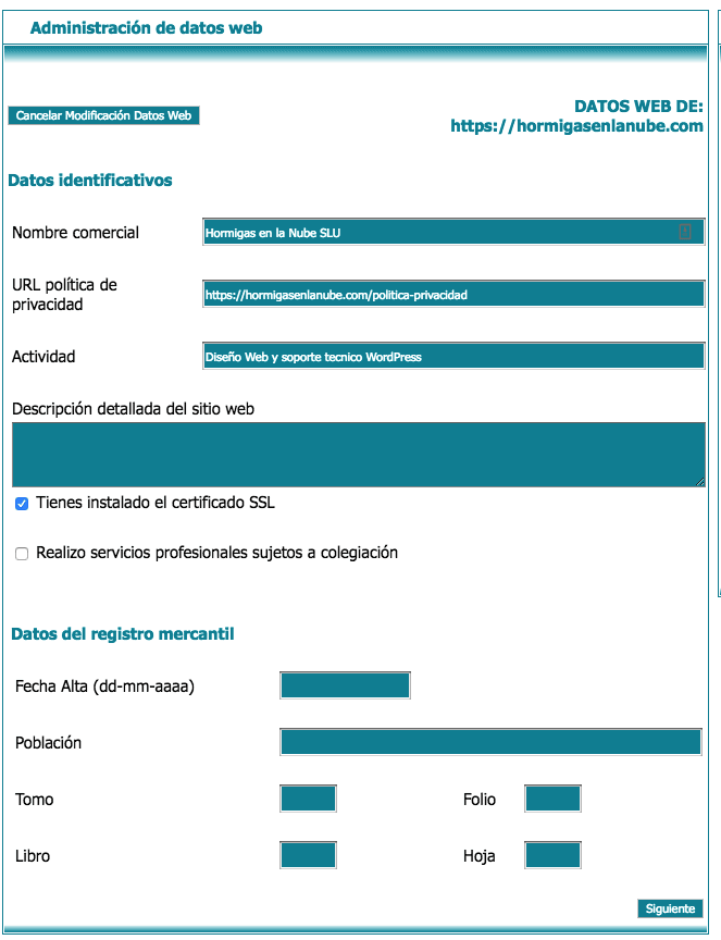 LEXblogger: la "sherpa-App" que te ayudará a adaptar la web de tu negocio al RGPD paso a paso 26 Administración de datos web con lex blogger