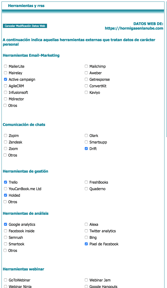 LEXblogger: la "sherpa-App" que te ayudará a adaptar la web de tu negocio al RGPD paso a paso 29 Herramientas RGPD lex blogger