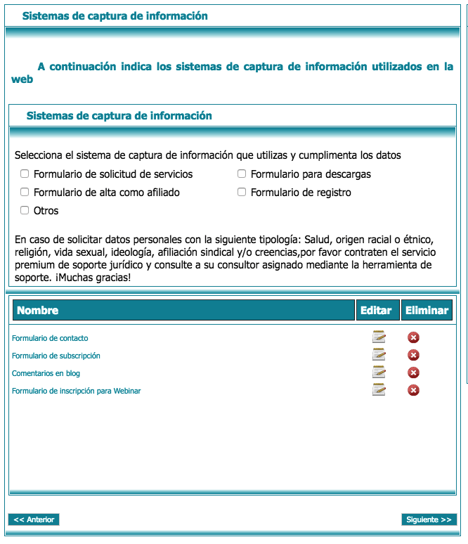LEXblogger: la "sherpa-App" que te ayudará a adaptar la web de tu negocio al RGPD paso a paso 30 Sistemas de captura de información RGPD lex blogger