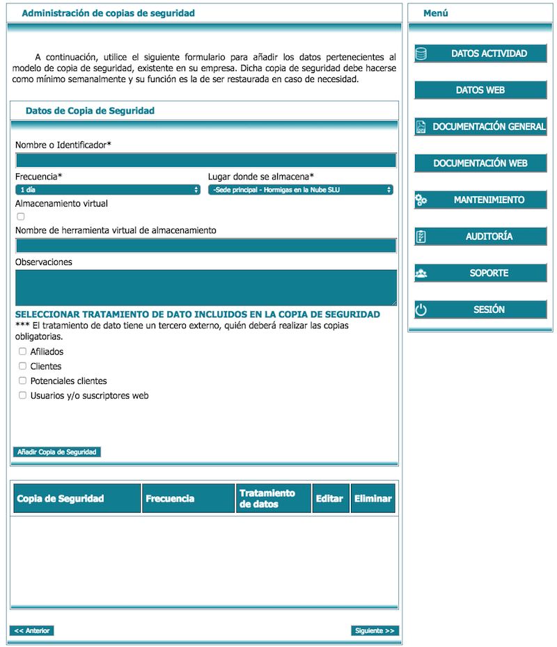 LEXblogger: la "sherpa-App" que te ayudará a adaptar la web de tu negocio al RGPD paso a paso 24 Administración copias de seguridad RGPD lex blogger