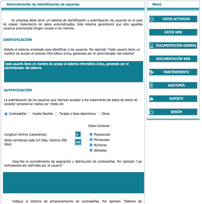 LEXblogger: la "sherpa-App" que te ayudará a adaptar la web de tu negocio al RGPD paso a paso 23 Administración de identificación de usuarios en lex blogger