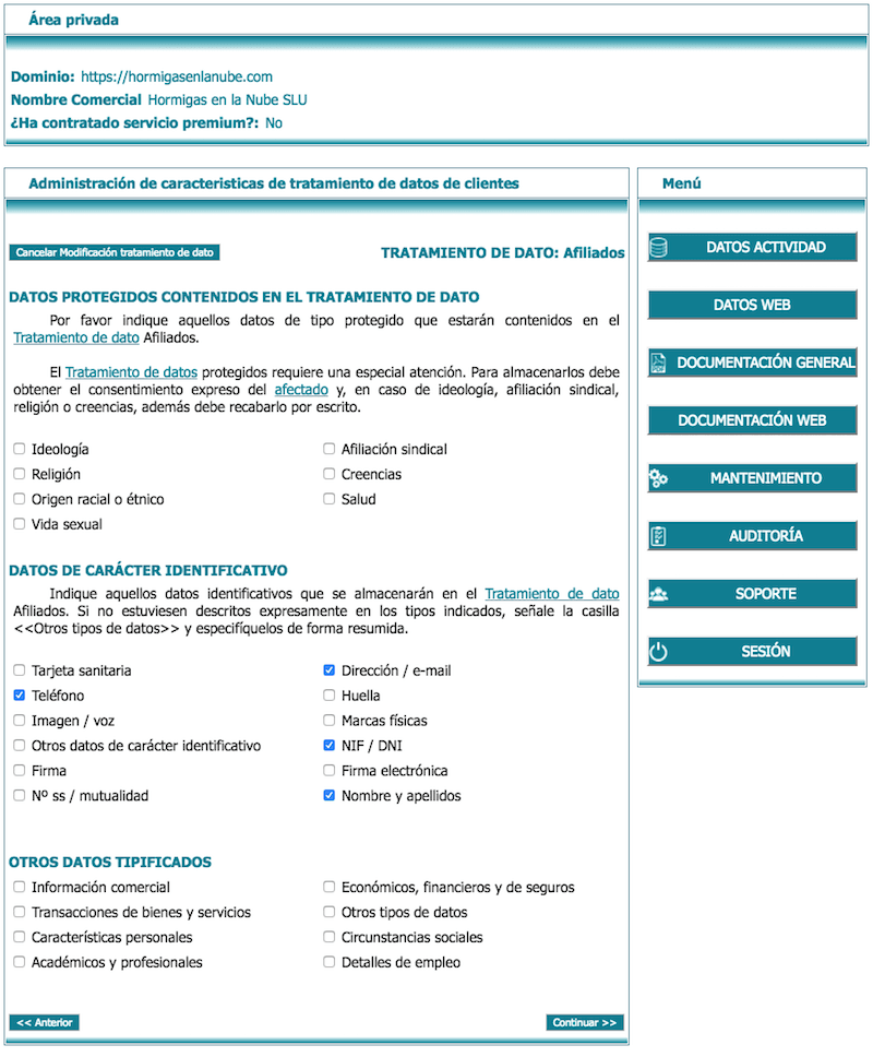 LEXblogger: la "sherpa-App" que te ayudará a adaptar la web de tu negocio al RGPD paso a paso 12 recopliación datos lex blogger