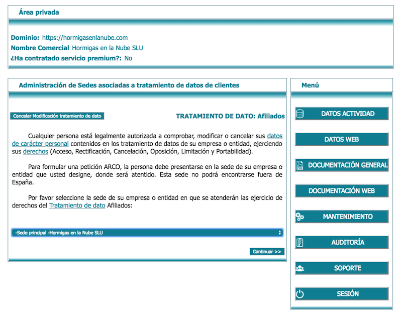 LEXblogger: la "sherpa-App" que te ayudará a adaptar la web de tu negocio al RGPD paso a paso 7 especificar sede de proteccion de datos lex blogger