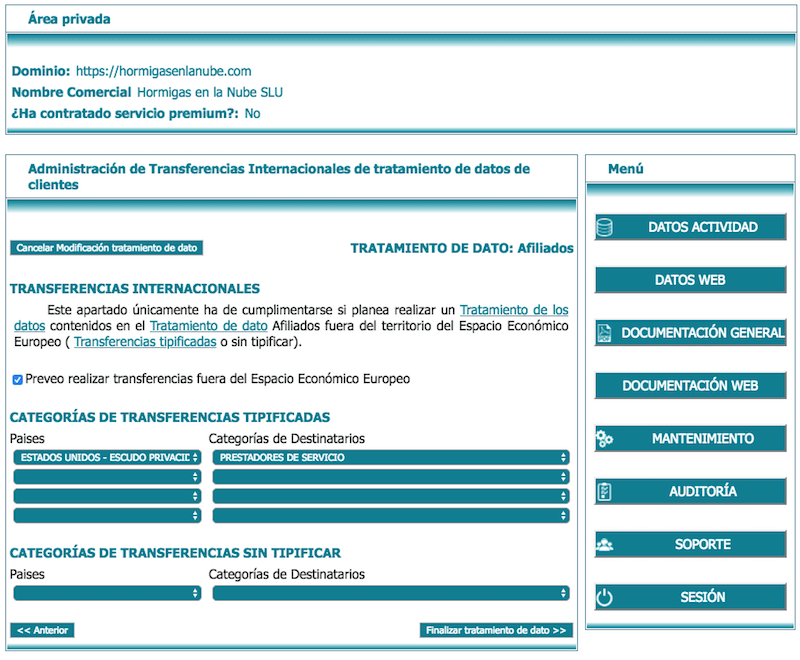 LEXblogger: la "sherpa-App" que te ayudará a adaptar la web de tu negocio al RGPD paso a paso 15 transferencia de datos lex blogger