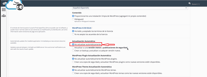 Cómo instalar WordPress paso a paso y desde cero en hosting de Raiola Networks 27 Instalar WordPress: actualización automática