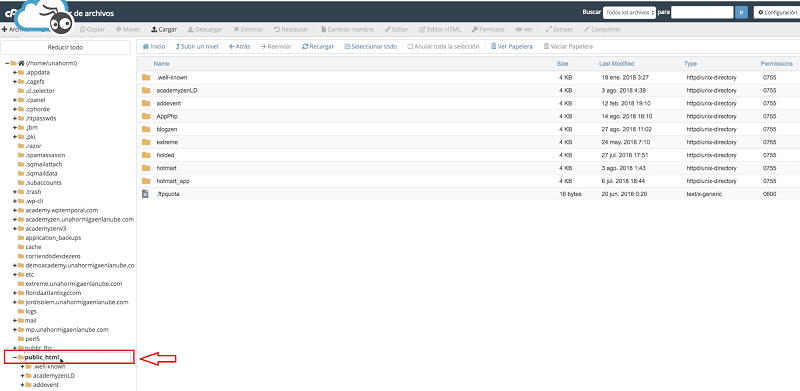 Cómo instalar WordPress paso a paso y desde cero en hosting de Raiola Networks 6 instalar wordpress: carpeta public_html