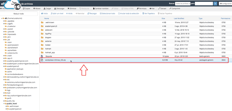 Cómo instalar WordPress paso a paso y desde cero en hosting de Raiola Networks 7 instalar wordpress: descarga zip