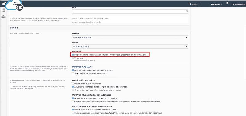 Cómo instalar WordPress paso a paso y desde cero en hosting de Raiola Networks 26 Instalar WordPress: instalacion limpia