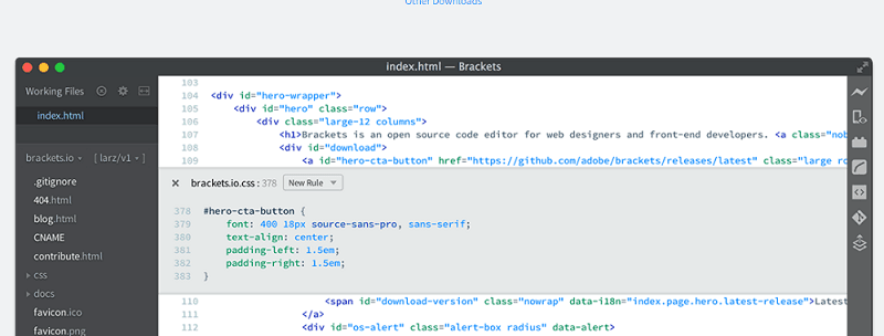 editores de código: brackets